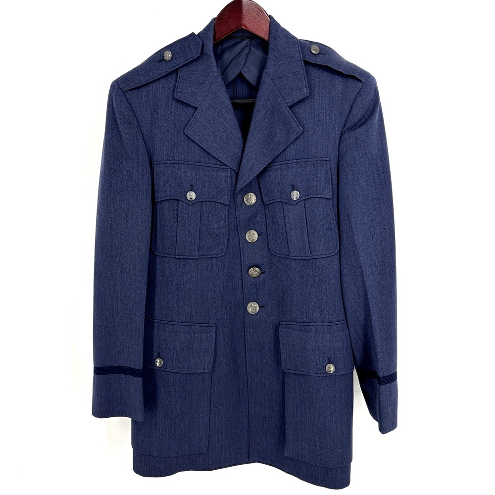 Vintage US Air Force Jacket Mens‎ Size 40R Blue 4 Button Uniform Dress Coat Wool